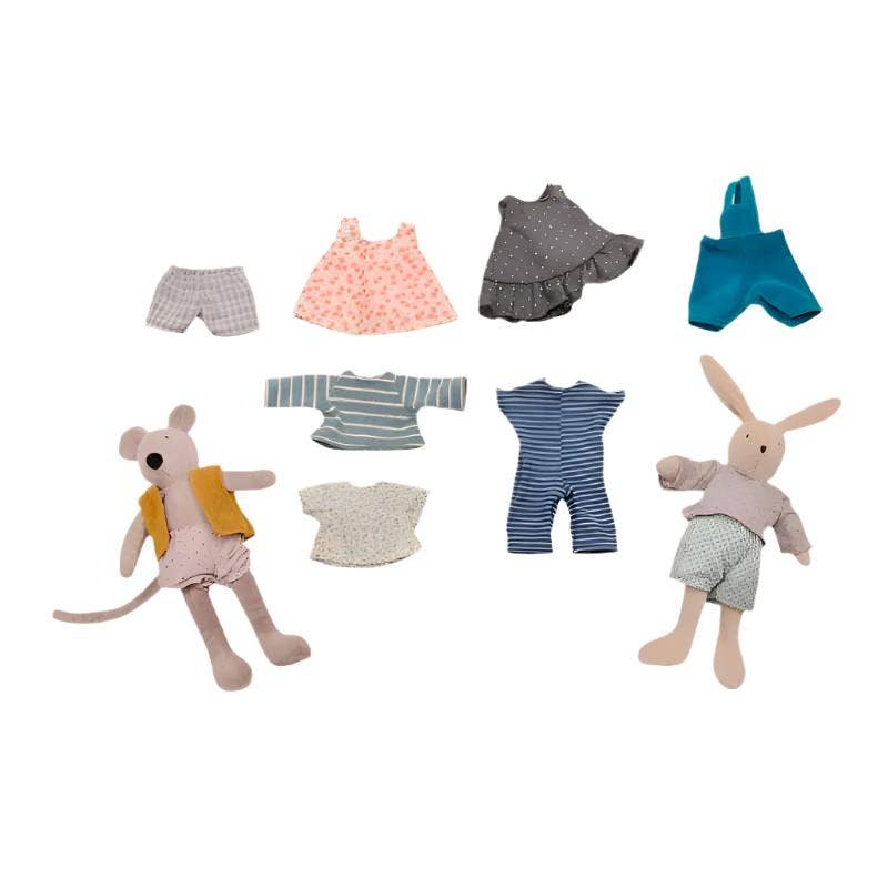 Rabbit and mouse wardrobe suitcase full set by Moulin Roty