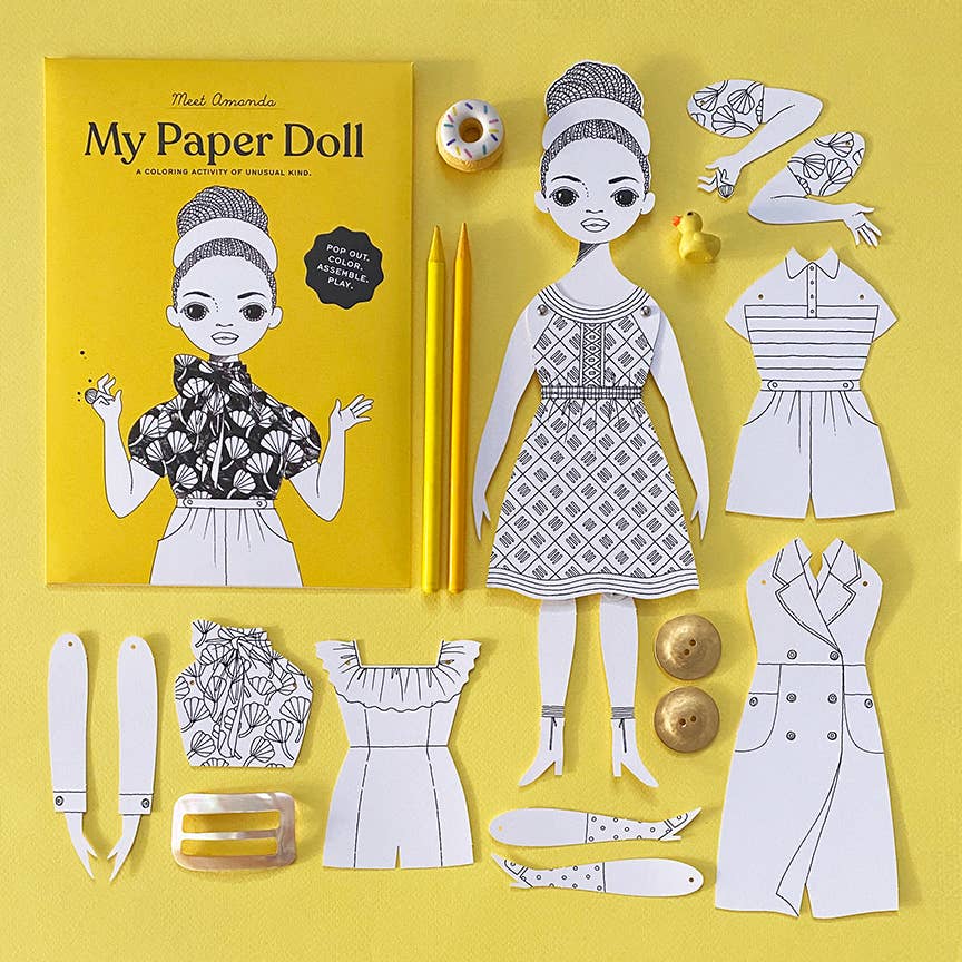 Amanda Paper Doll Kit for Coloring and Assembly | Of Unusual Kind