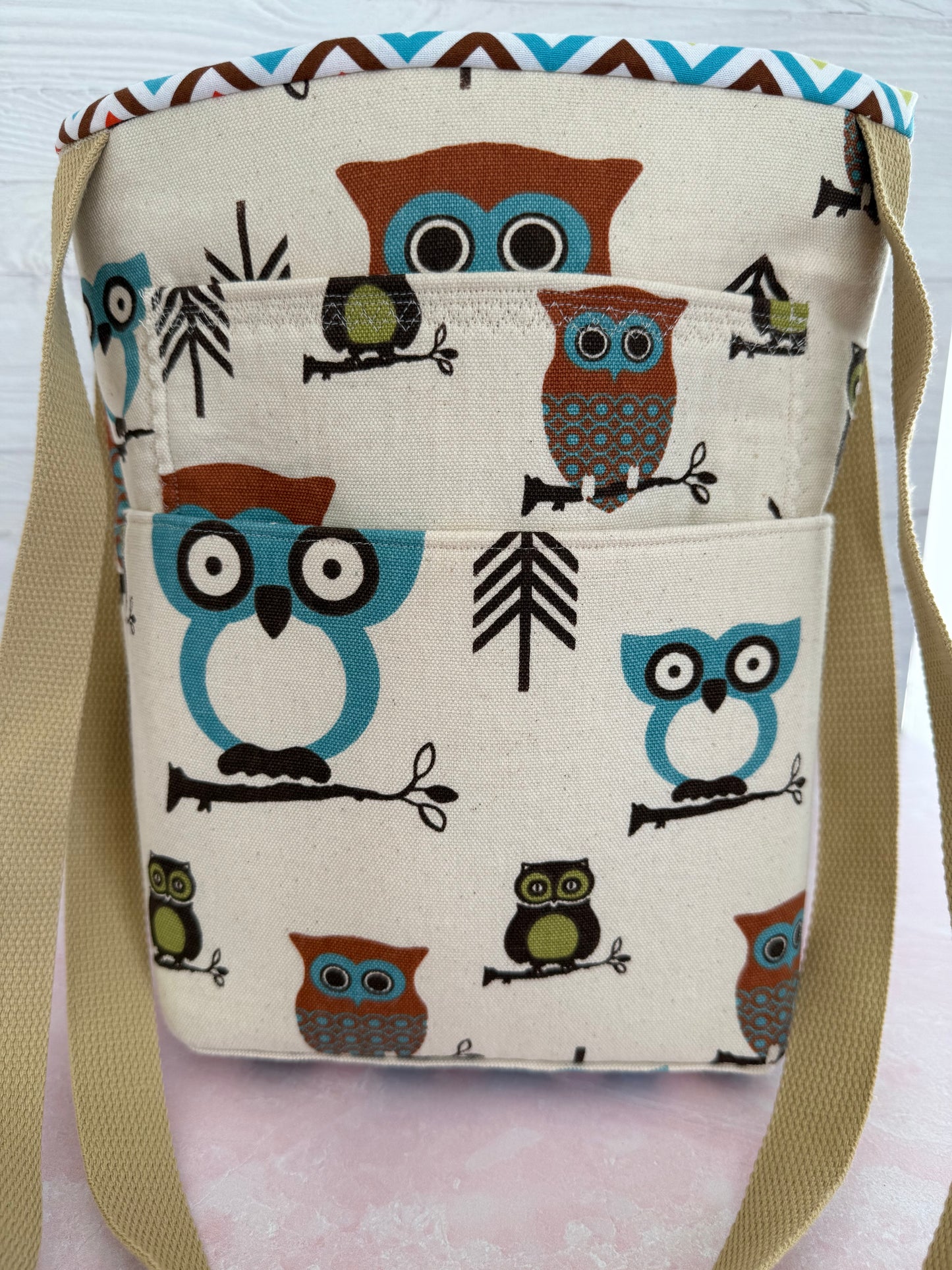 Handmade Owl Print Canvas Tote Bag - Eco-Friendly Everyday Bag