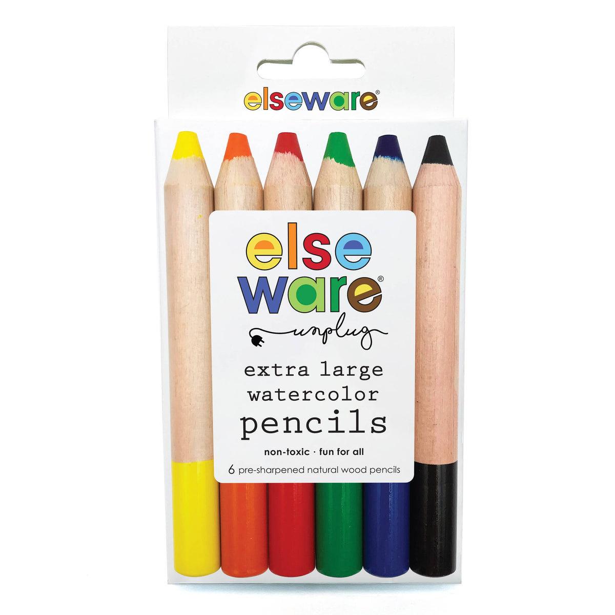 elseware unplug Extra-Large Watercolor Pencils - 6 Eco-Friendly Colors