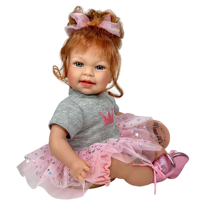 Nines Artesanals d'Onil Dolls | Little Susi Glitter Red Hair Doll w/ backpack | Handmade in Spain