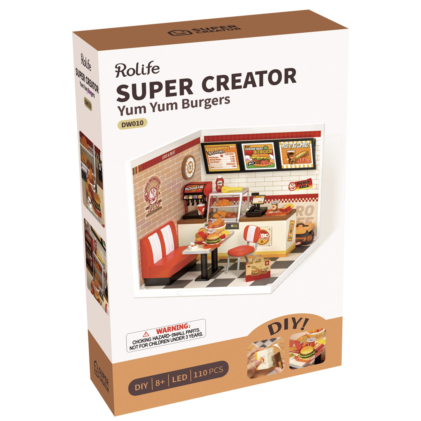 Yum Yum Burgers DIY Miniature House Kit | Robotime