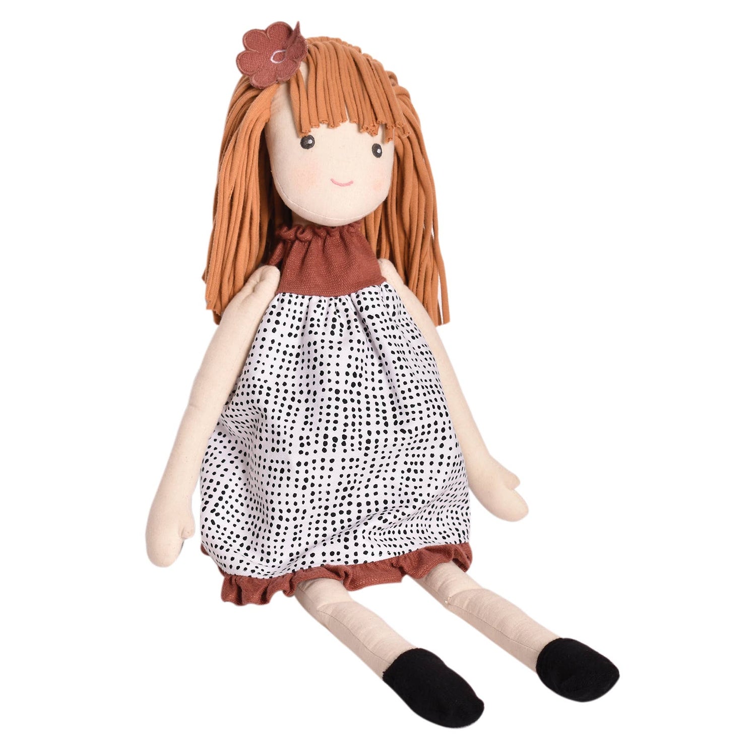 Amber doll black white printed dress by Tikiri Toys