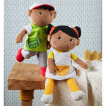 Snug Up Mason soft doll sitting by HABA USA