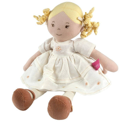 Tikiri Toys LLC - Priscy Blonde Haired Doll in White Linen Dress/Display Box