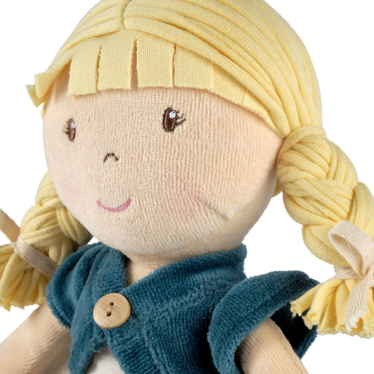 Lily organic doll dress detail by Tikiri Toys