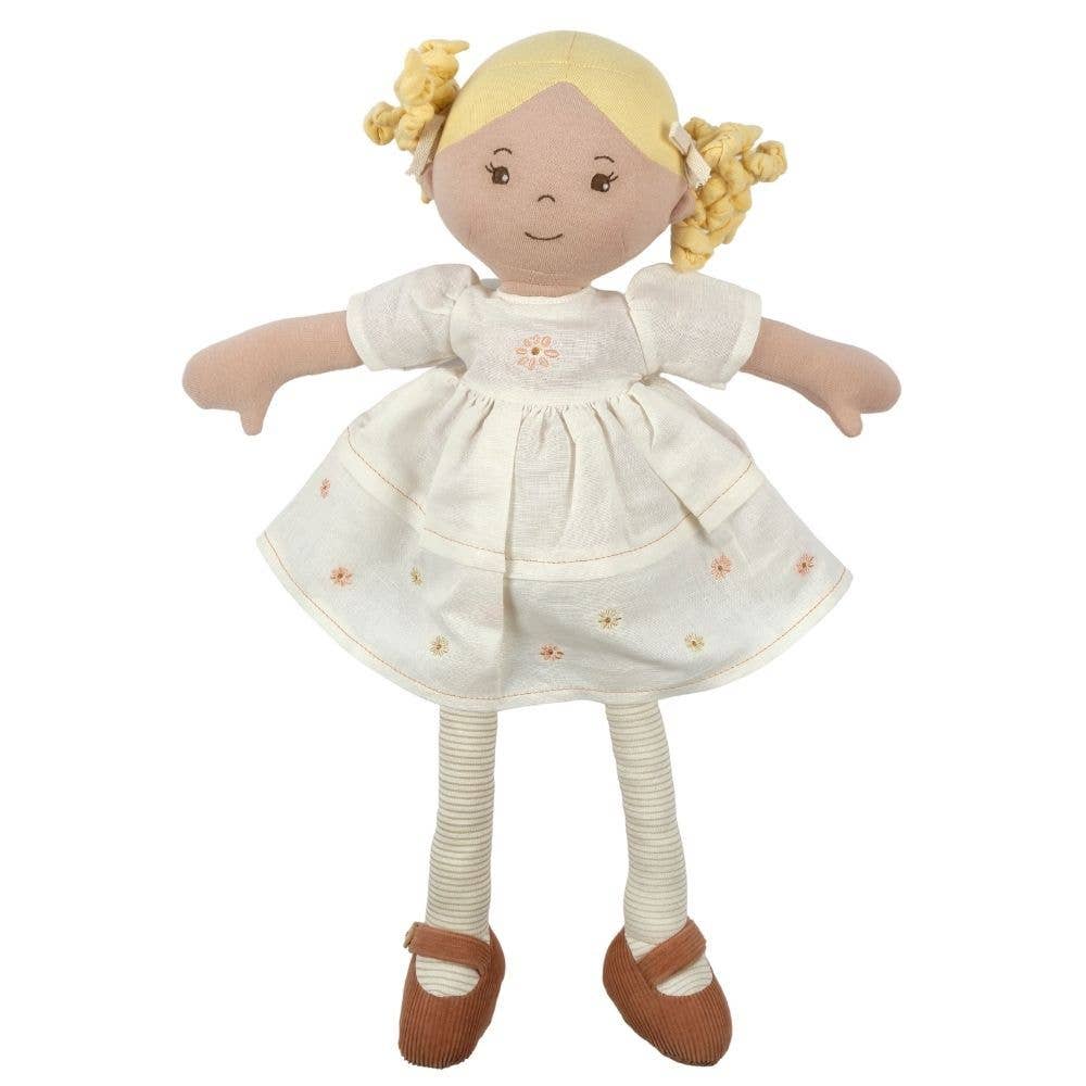 Tikiri Toys LLC - Priscy Blonde Haired Doll in White Linen Dress/Display Box