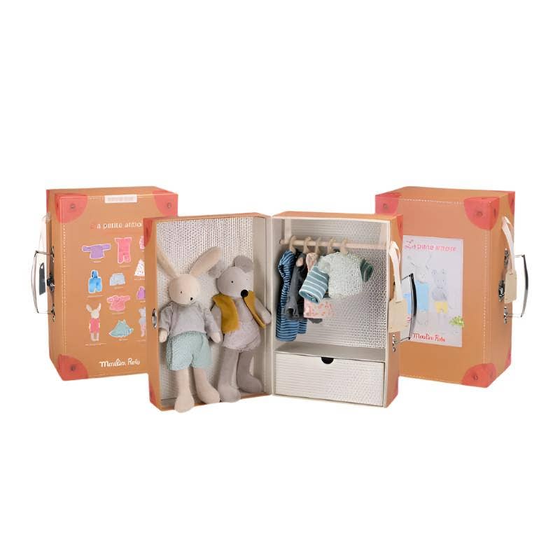 Rabbit and mouse wardrobe suitcase clothes by Moulin Roty