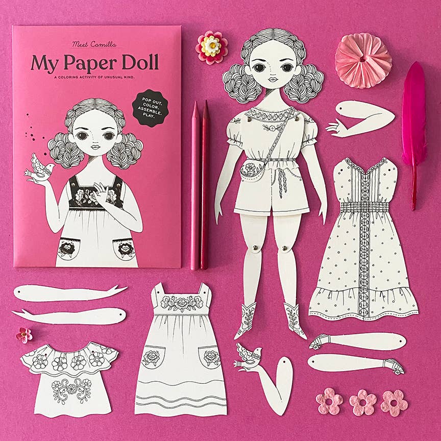 Camilla Paper Doll Kit for Coloring and Assembly | Of Unusual Kind