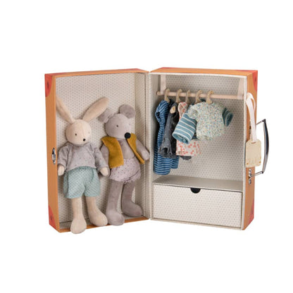 Rabbit and mouse wardrobe suitcase playset by Moulin Roty