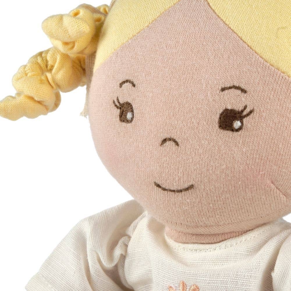 Priscy blonde doll standing by Tikiri Toys