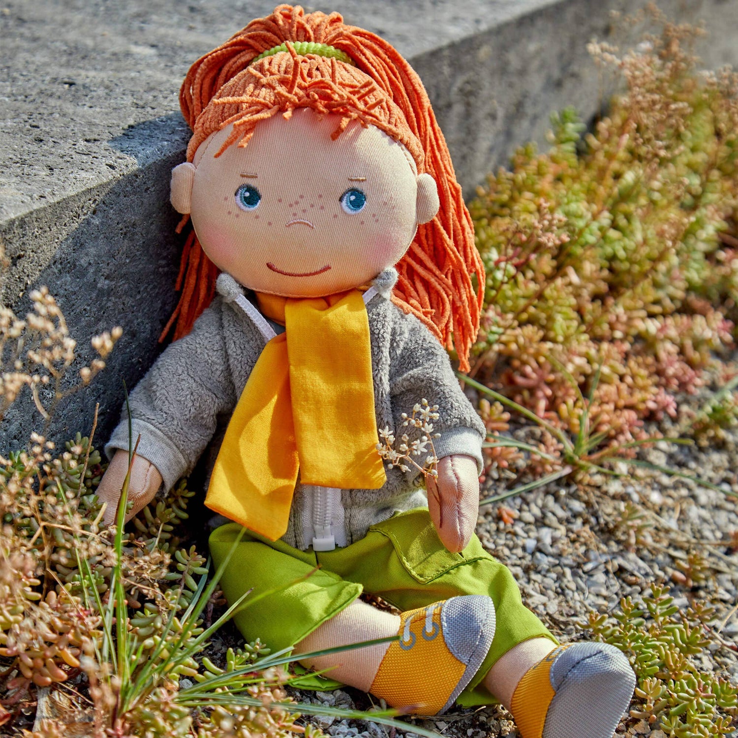 Soley soft doll back view by HABA USA
