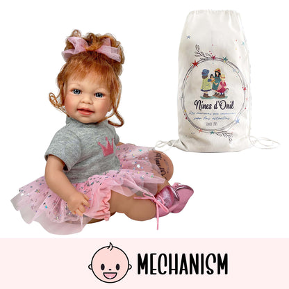 Nines Artesanals d'Onil Dolls | Little Susi Glitter Red Hair Doll w/ backpack | Handmade in Spain