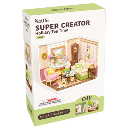 Holiday Tea Time DIY Miniature House Kit | Robotime