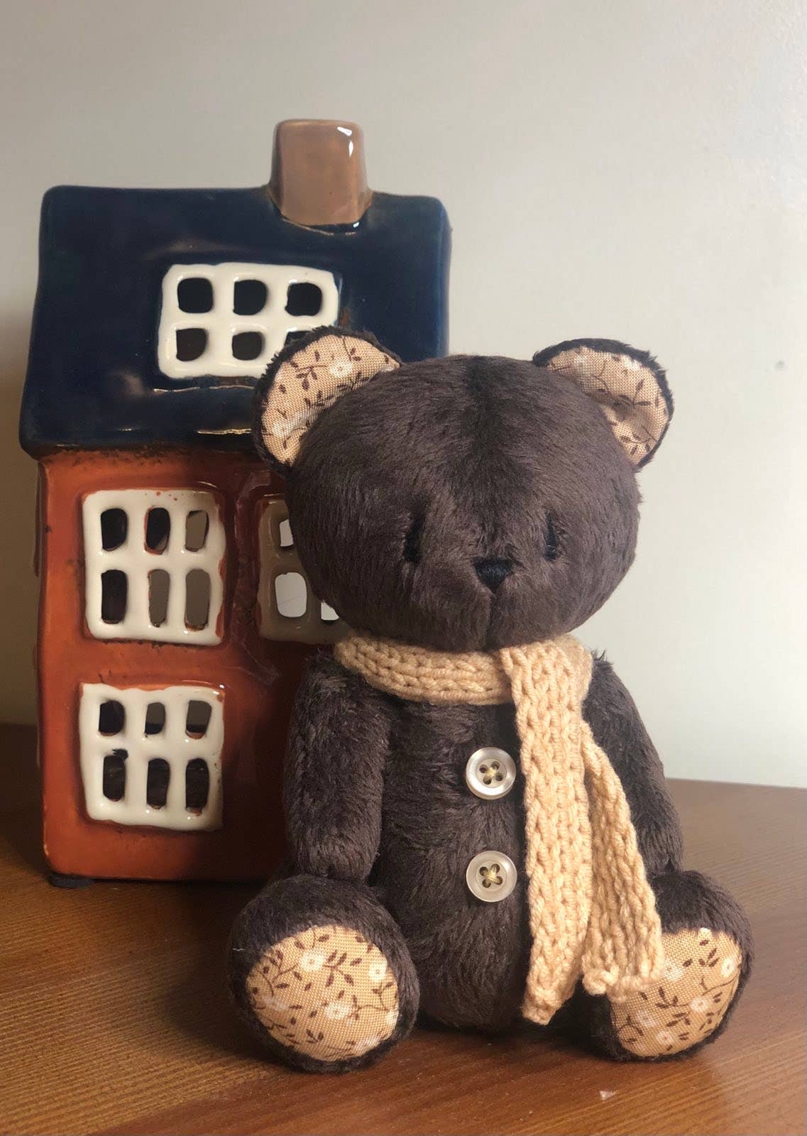 Frank and Bubby 6" Dark Dark Brown Teddy Bear with Scarf- Heirloom Toy