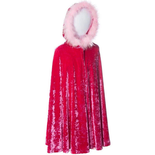 Fuchsia crushed velvet cape with boa by Fairy Finery
