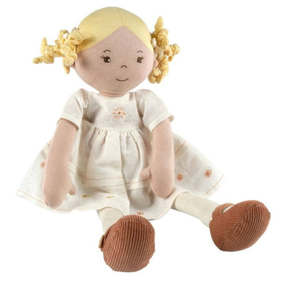 Tikiri Toys LLC - Priscy Blonde Haired Doll in White Linen Dress/Display Box