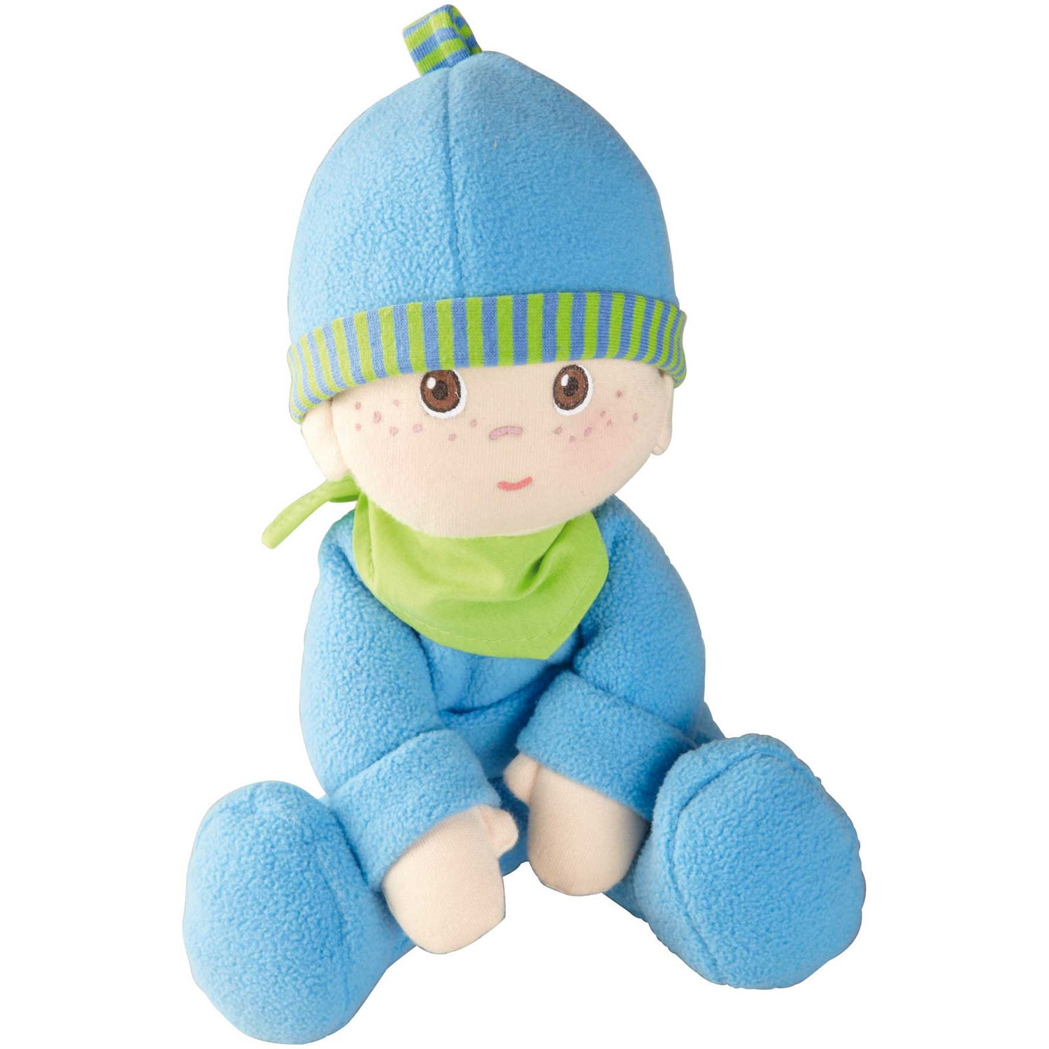 My First Snug Up Luis baby doll 8" blue outfit by HABA USA