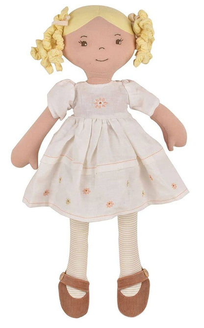 Tikiri Toys LLC - Priscy Blonde Haired Doll in White Linen Dress/Display Box
