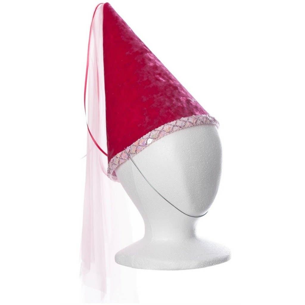 Fuchsia fairy princess hat with sequin trim by Fairy Finery