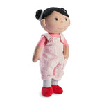 Snug Up Rumbi soft doll 12" pink overalls by HABA USA