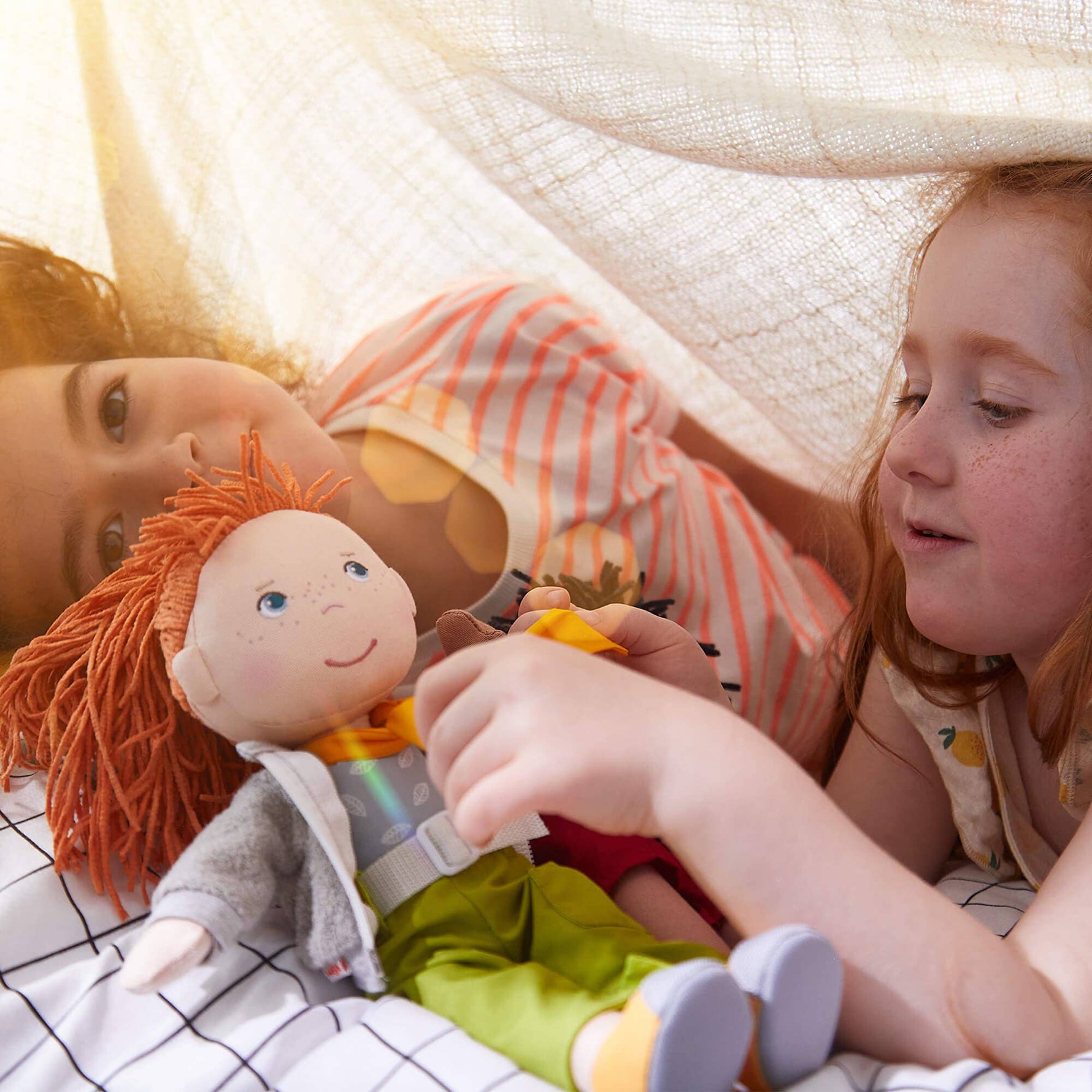 Soley soft doll close-up by HABA USA
