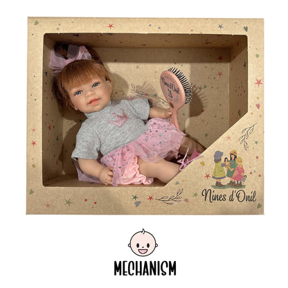 Nines Artesanals d'Onil Dolls | Little Susi Glitter Red Hair Doll w/ backpack | Handmade in Spain