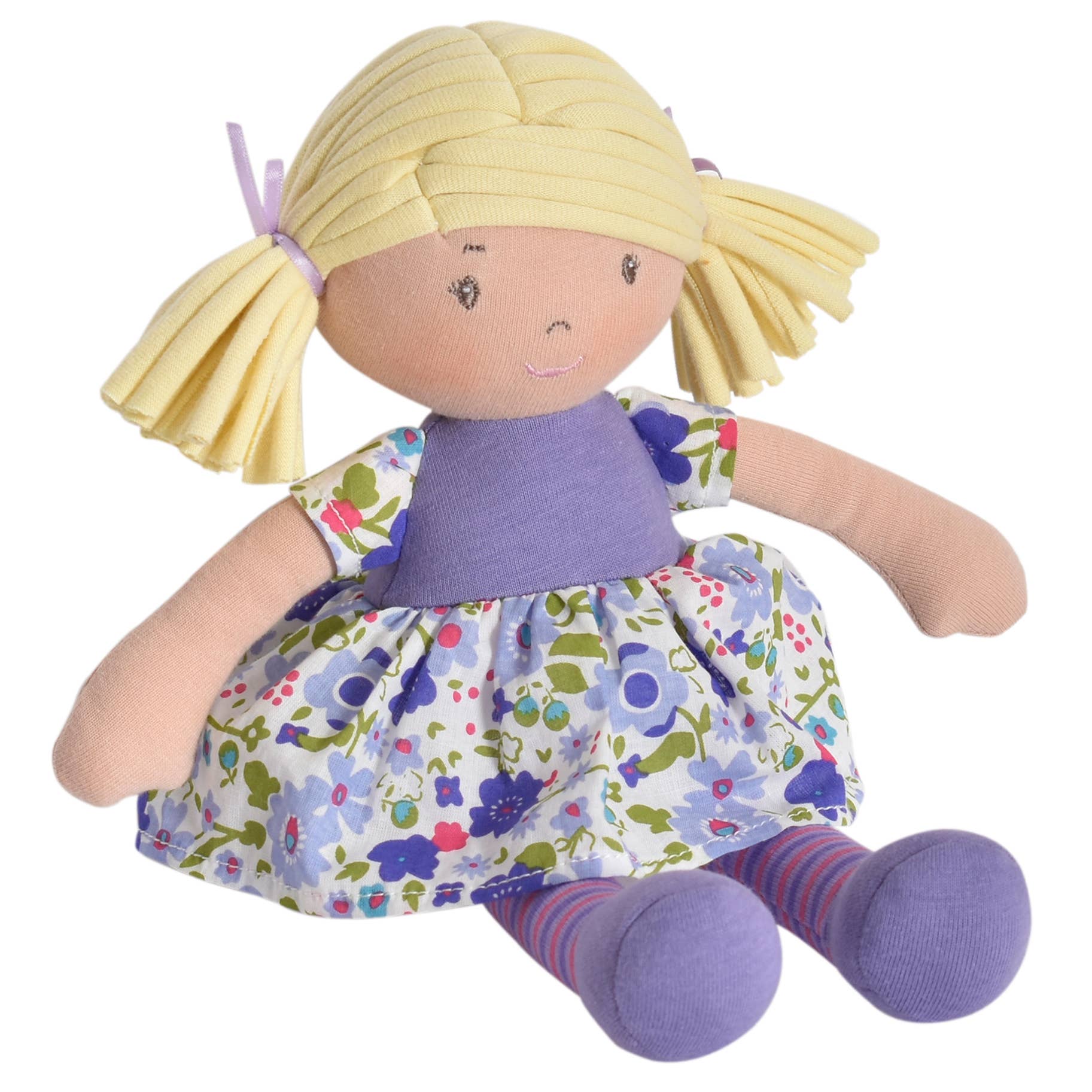 Lil'l Peggy soft doll sitting by Tikiri Toys