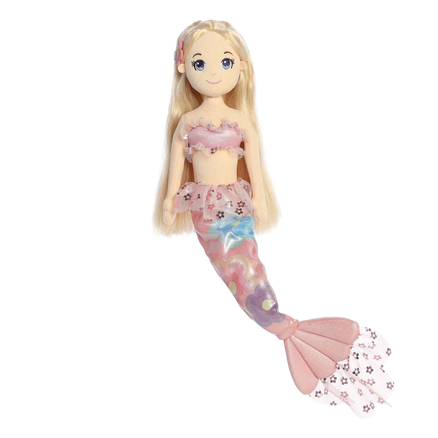 Floral Sparkles Daisy mermaid doll sitting 18" by Aurora World