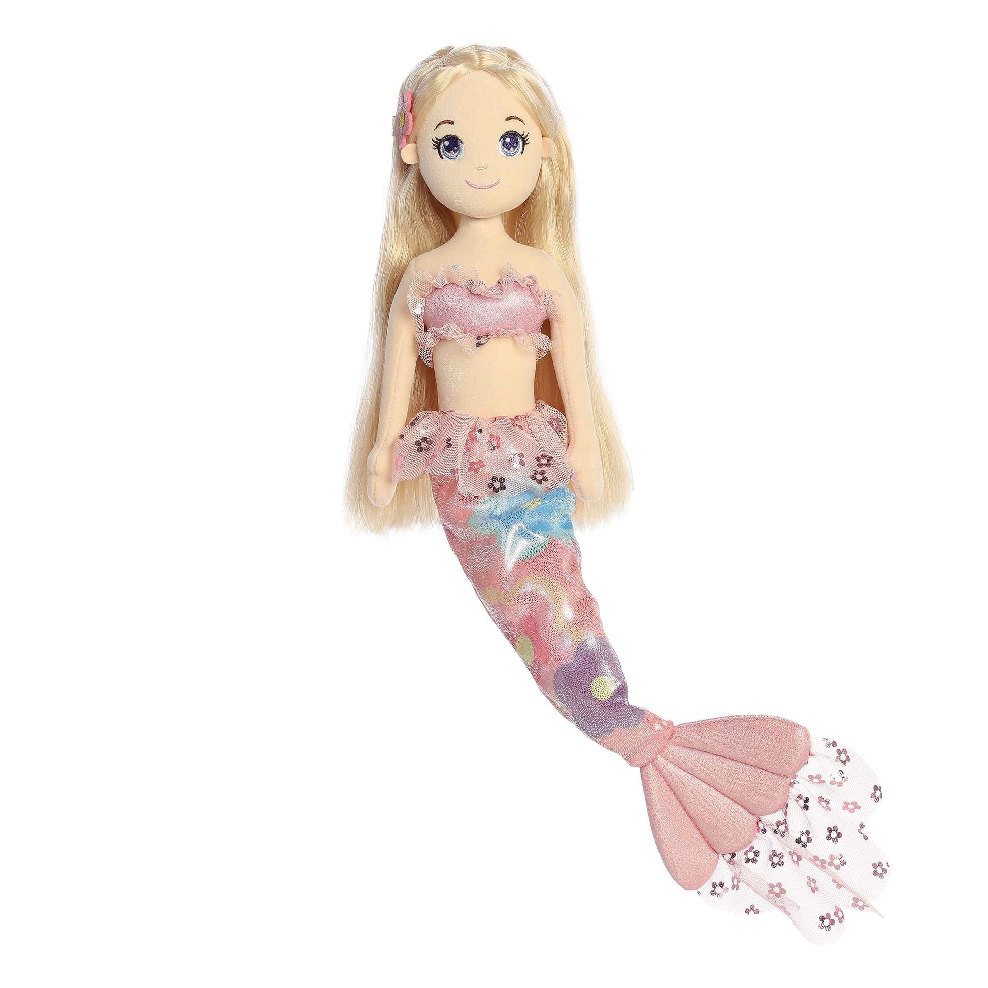 Floral Sparkles Daisy mermaid doll sitting 18" by Aurora World