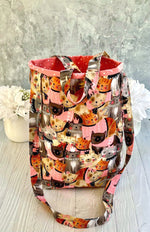 Handmade cat print tote bag interior