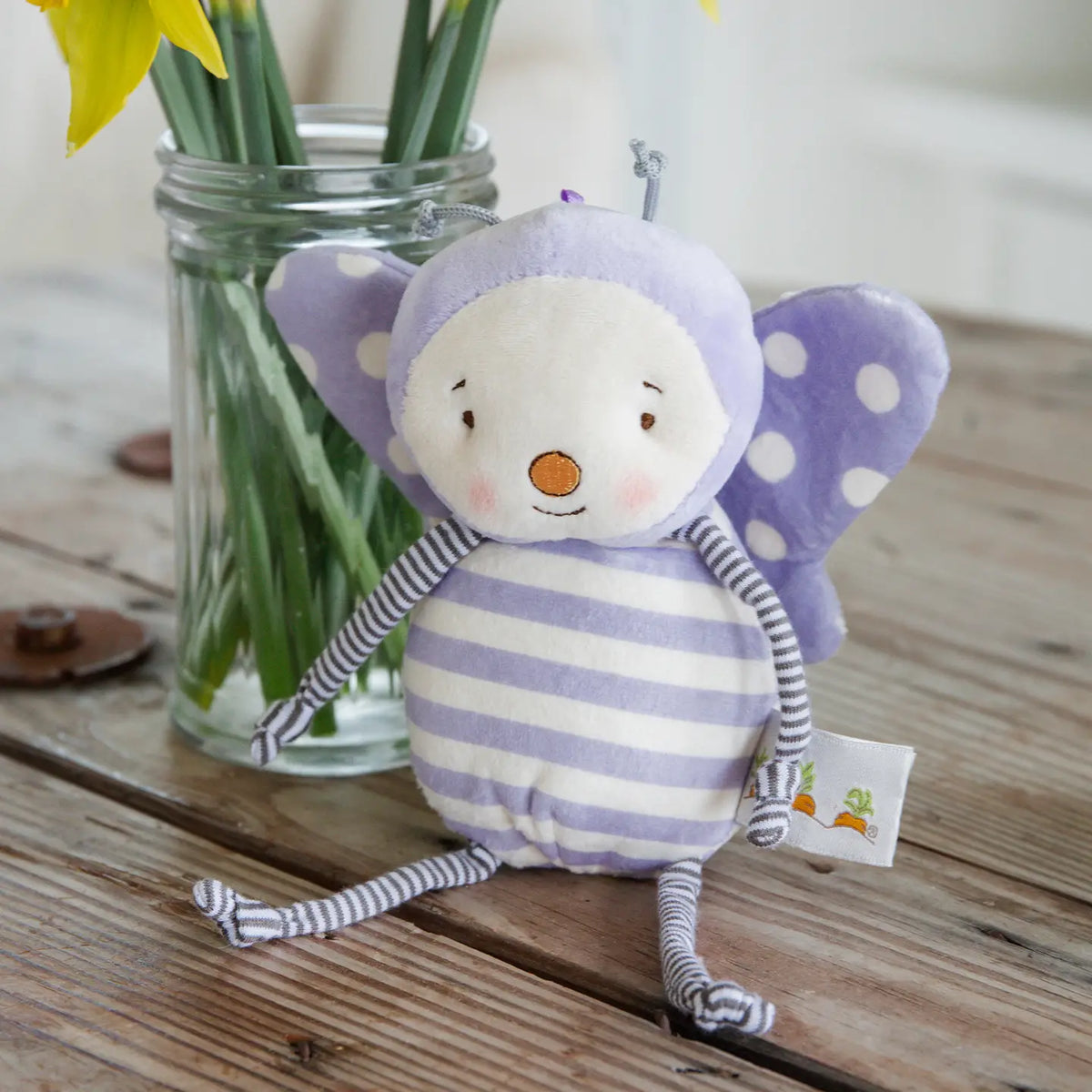 Flutterbye butterfly plush with flowers by Bunnies by the Bay