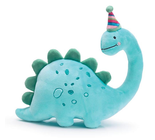 Birthday dinosaur plush with party hat