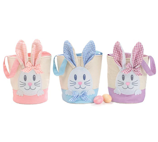 Gingham Easter Bunny Basket- Pink