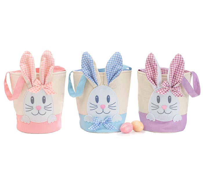Gingham Easter Bunny Basket- Blue