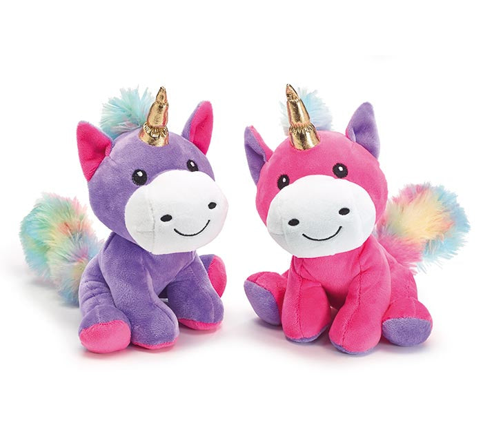 Rainbow unicorn with gold horn plush pink