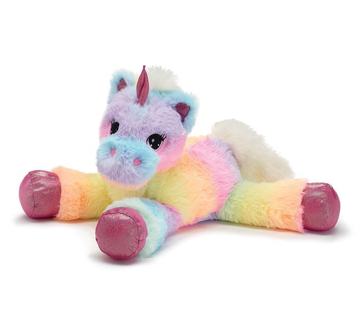 Floppy Rainbow Unicorn with Sparkly Pink Hooves Plush Toy 16" | Burton and Burton