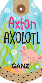 Axton axolotl plush tag by GANZ