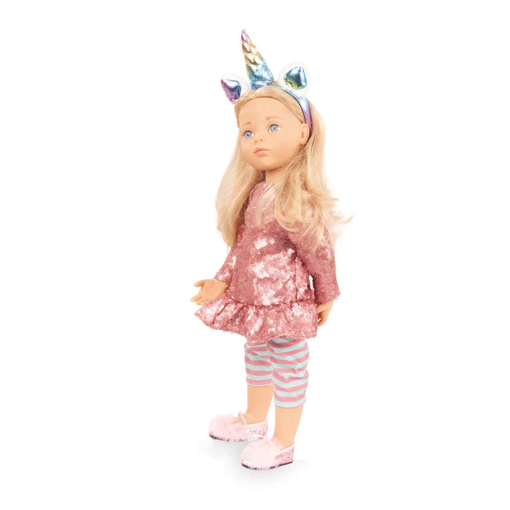 Götz Happy Kidz | Anna Unicorn Standing, Poseable Doll 19.5"