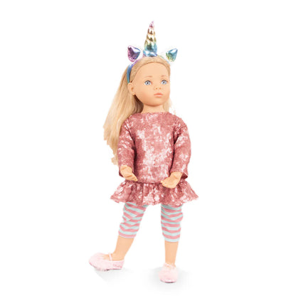 Götz Happy Kidz | Anna Unicorn Standing, Poseable Doll 19.5"