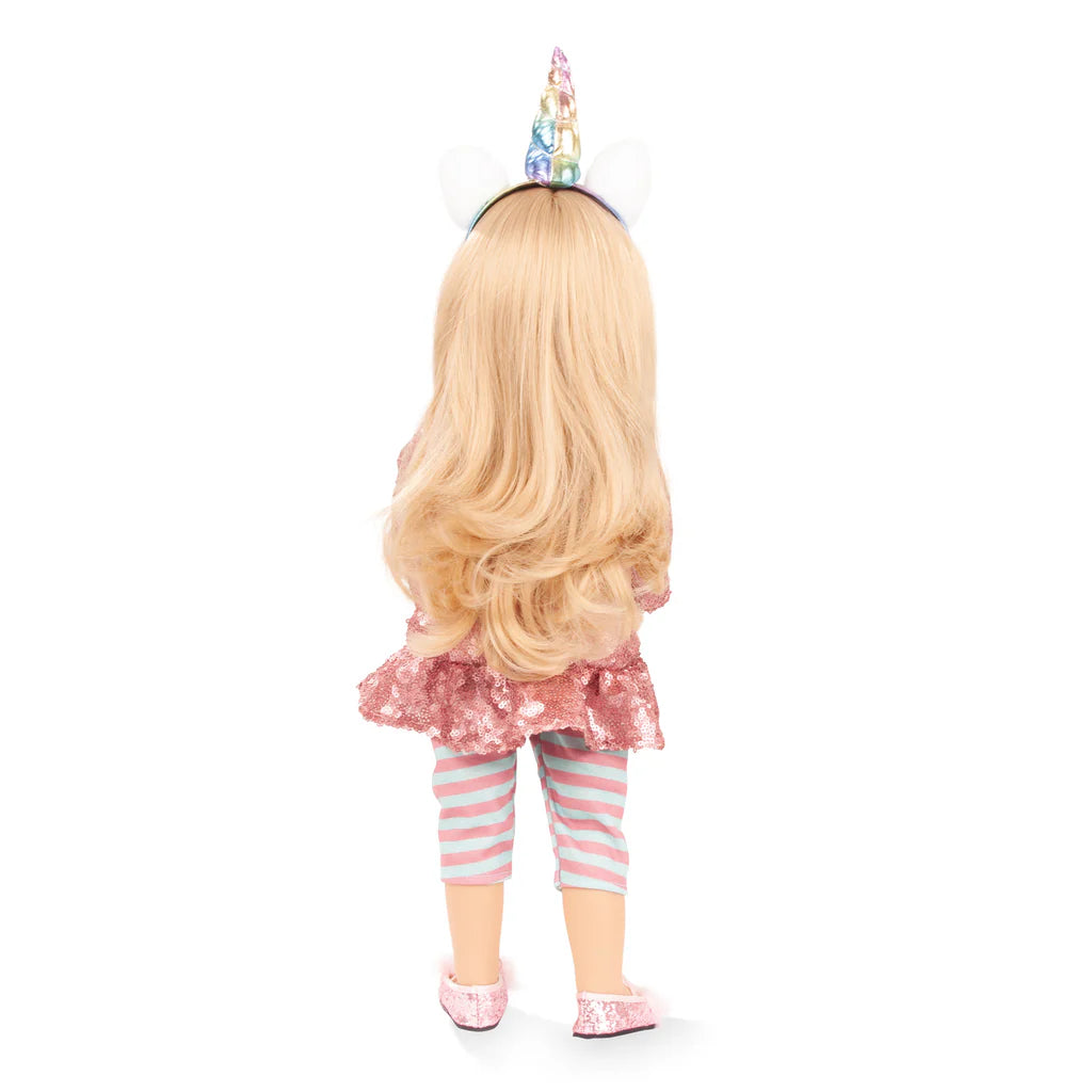Götz Happy Kidz | Anna Unicorn Standing, Poseable Doll 19.5"