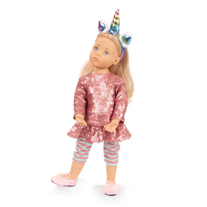 Götz Happy Kidz | Anna Unicorn Standing, Poseable Doll 19.5"