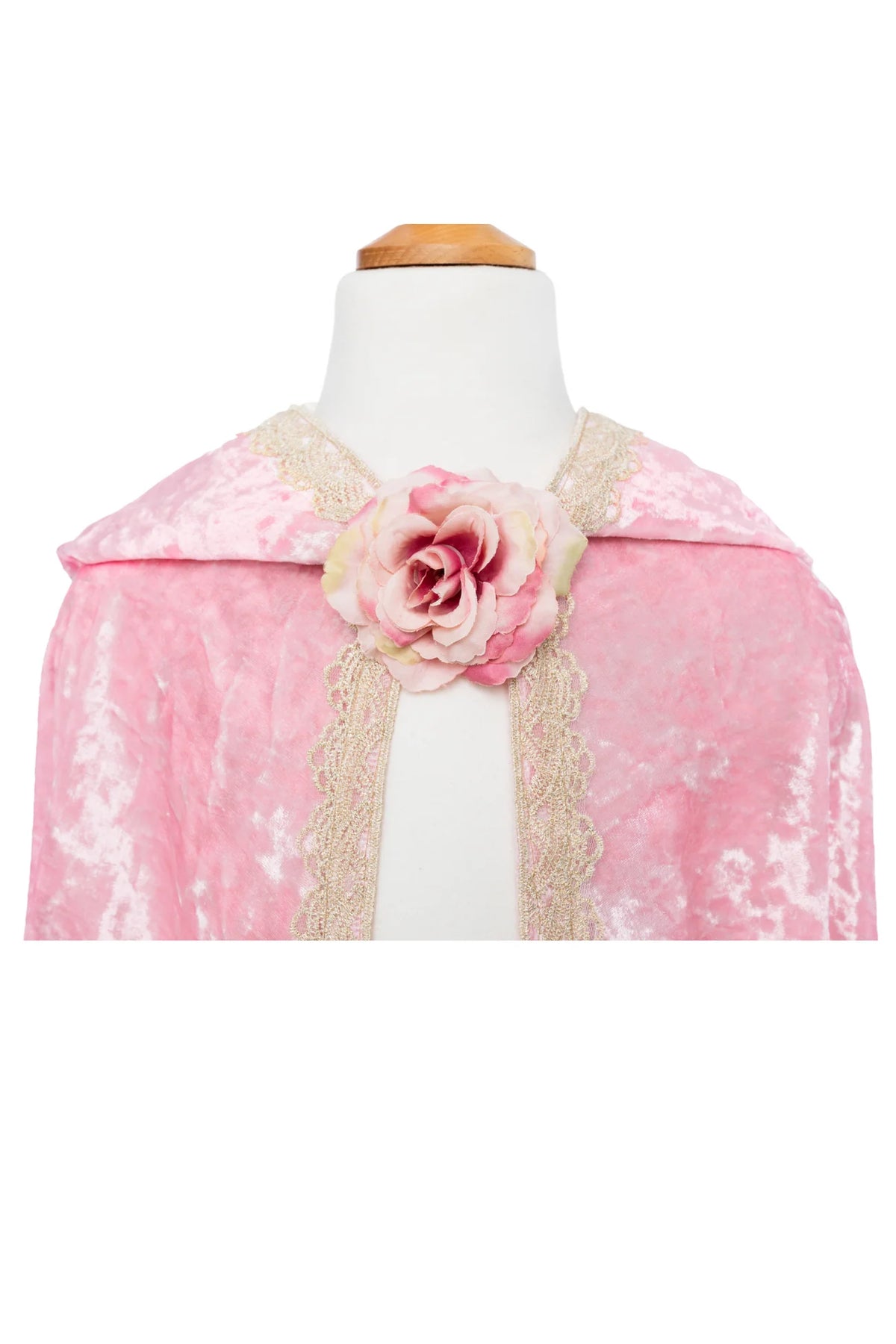 Deluxe pink princess cape detail with flower by Great Pretenders