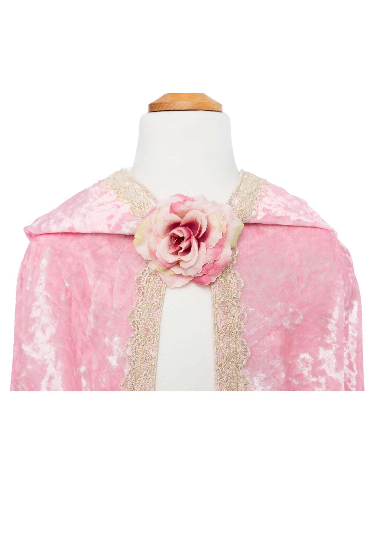 Deluxe pink princess cape detail with flower by Great Pretenders