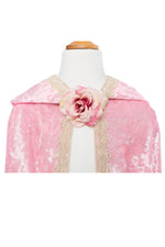 Deluxe pink princess cape detail with flower by Great Pretenders