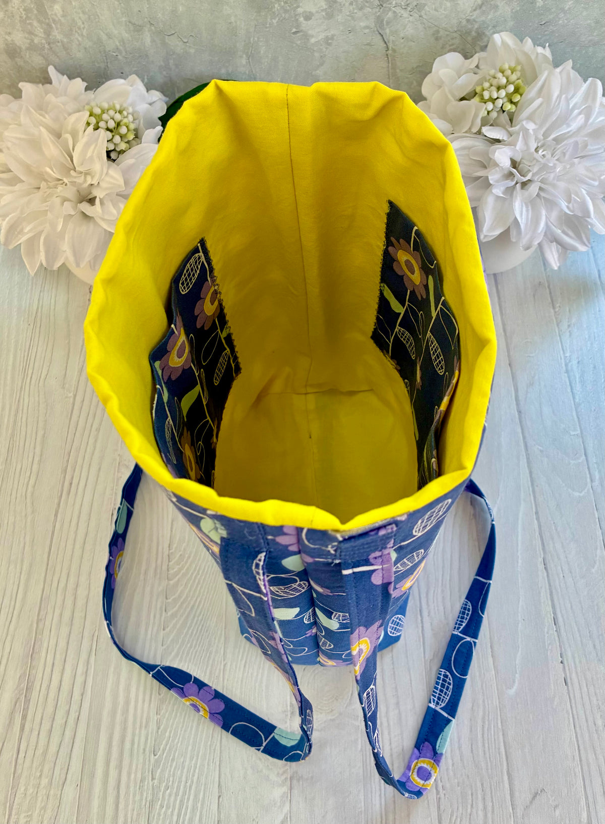 Handmade floral tote bag handle