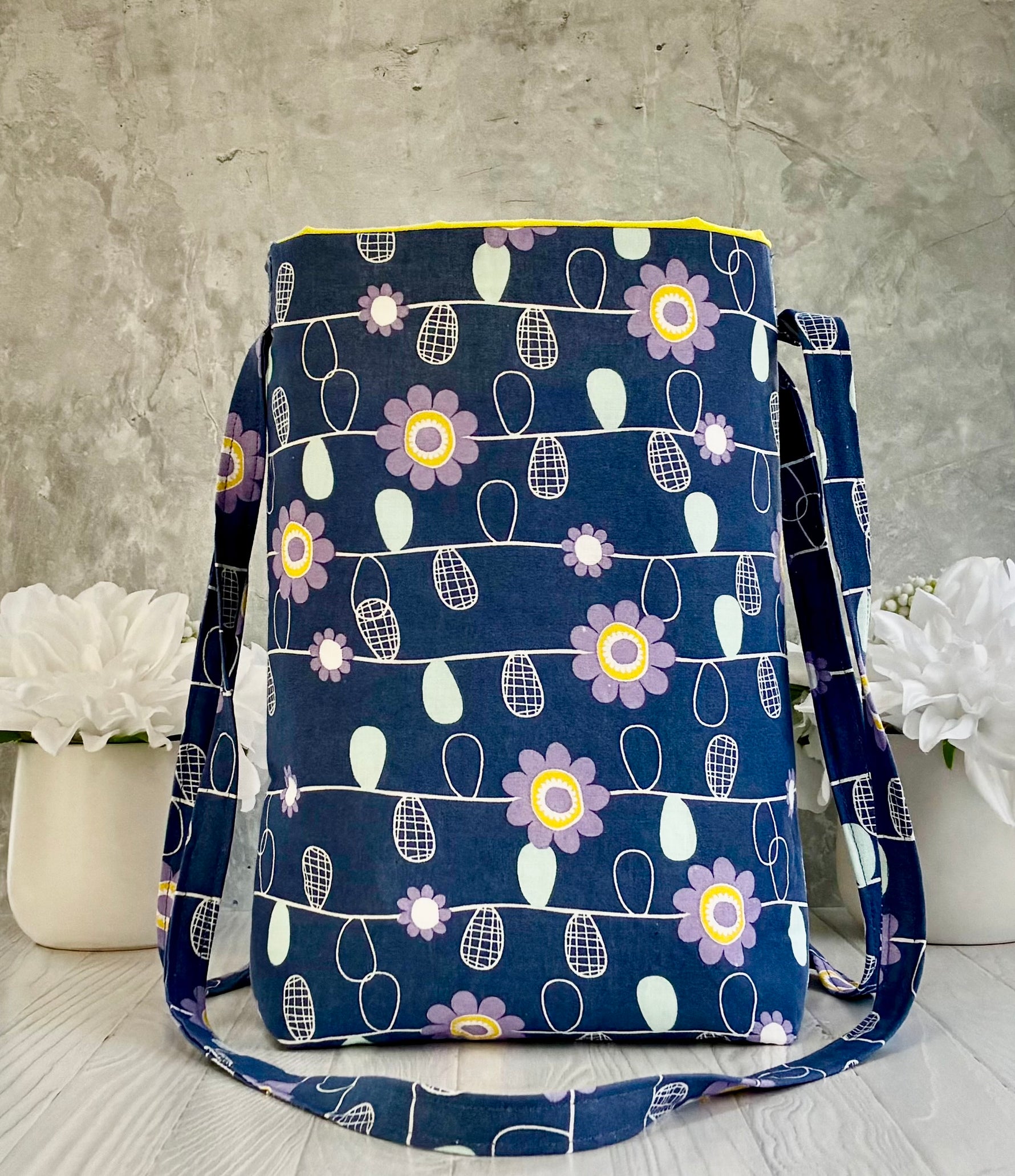Handmade floral tote bag full view