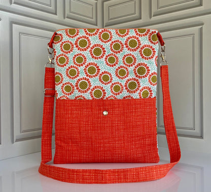 Handmade Cotton Crossbody with Sunflower Print- Sunflower Shoulder Bag
