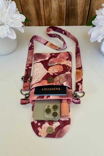 Handmade Crossbody Phone Bag- Small Travel Purse