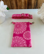 Handmade pink floral crossbody bag strap